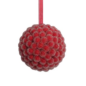 BALL BERRY FLOCKED 80MM /3" ICED
