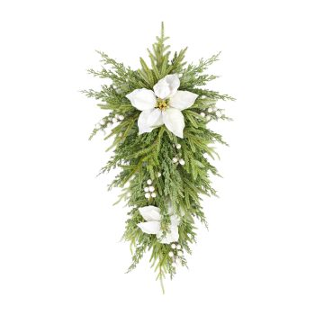 SPRAY POINSETTIA/PINE 30" CREAM W/WHITE BERRIES