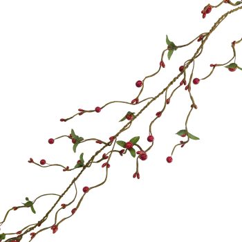 GARLAND TWIG W/MIXED MINI-BERRIES/LEAVES 5' BROWN/RED/GREEN