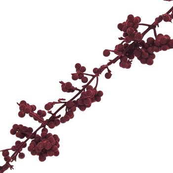 BERRY GARLAND FLOCKED 72" BURGUNDY POLY FOAM BASE