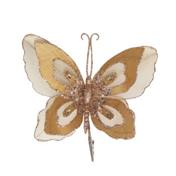 BUTTERFLY VELVET/SHEER 8"X6" ICED COFFEE W/CLIP AND GLITTER