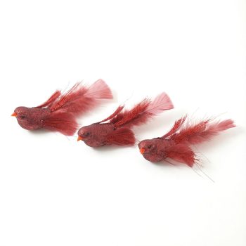BIRD 6.5" BURGUNDY FEATHER W/GLITTER 3 STYLES