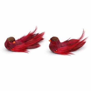 BIRD 9.5" BURGUNDY FABRIC/FEATHER 2 STYLES