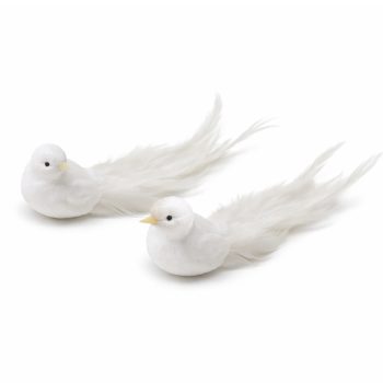 BIRD 8" WHITE FEATHER W/GLITTER 2 STYLES