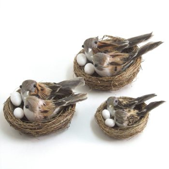 BIRD IN NEST 3" NATURAL FEATHER 3 STYLES