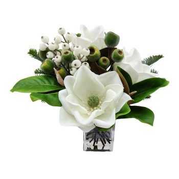 TABLE ARRANGEMENT 12" WHITE MAGNOLIA/BERRY
