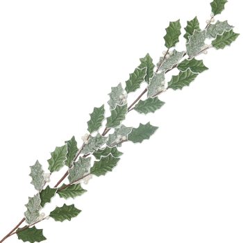 GARLAND LEAF HOLLY 47" SAGE W/ICE GLITTER