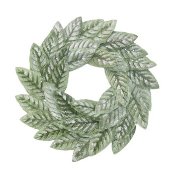 WREATH FROSTED VELVET LEAF 20" SAGE W/ICE GLITTER