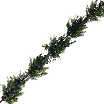 GARLAND CEDAR/EUCALYPTUS W/BLUE BERRIES 5' GREEN/BLUE