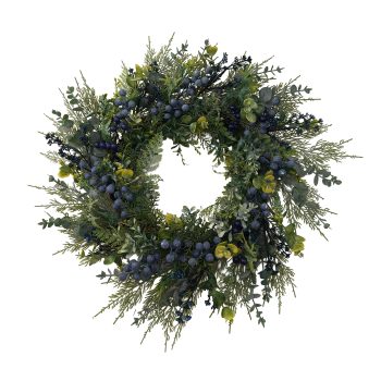 WREATH CEDAR/EUCALYPTUS 22" GREEN/BLUE