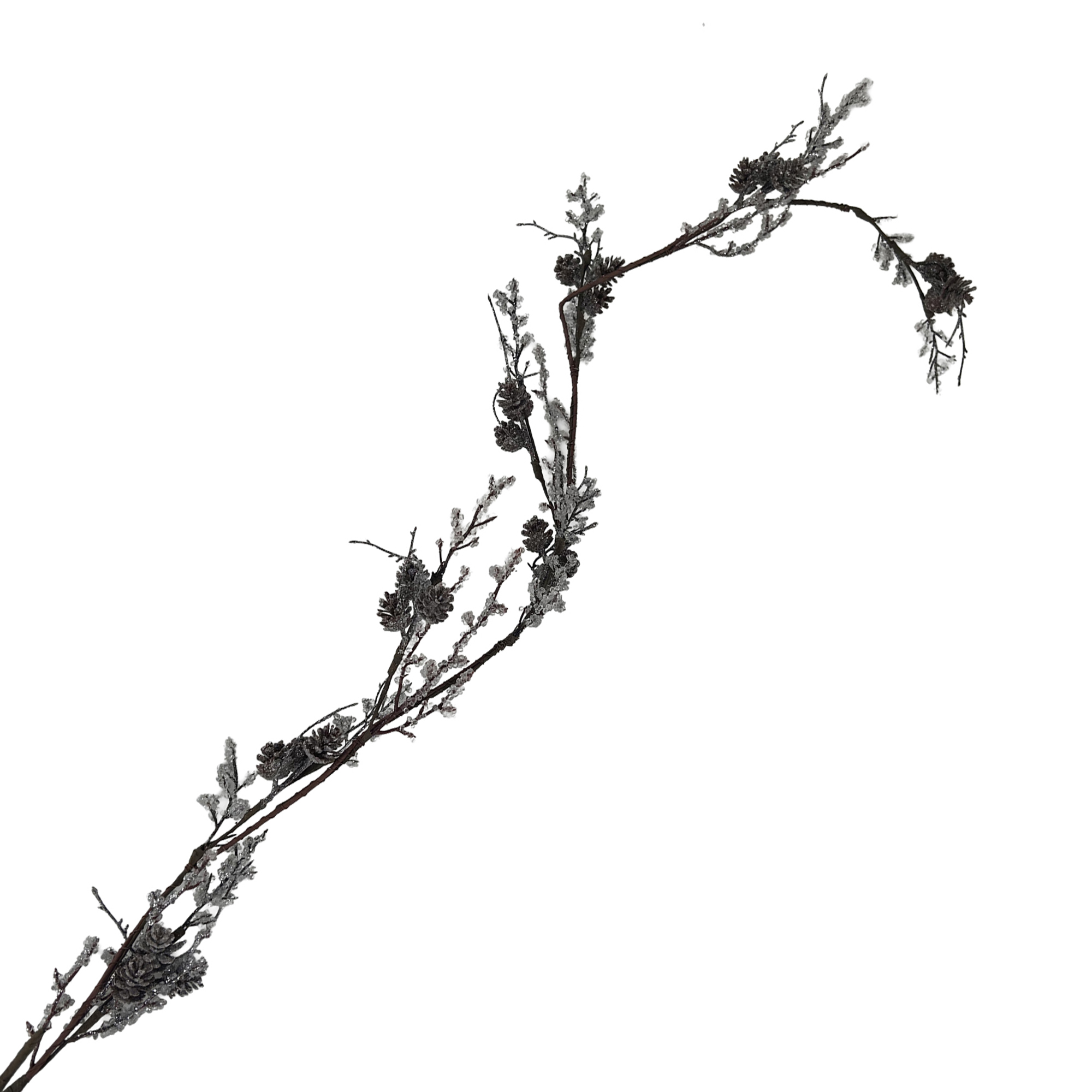 GARLAND 52" VINE W/ ICE AND PINE CONES FROSTED