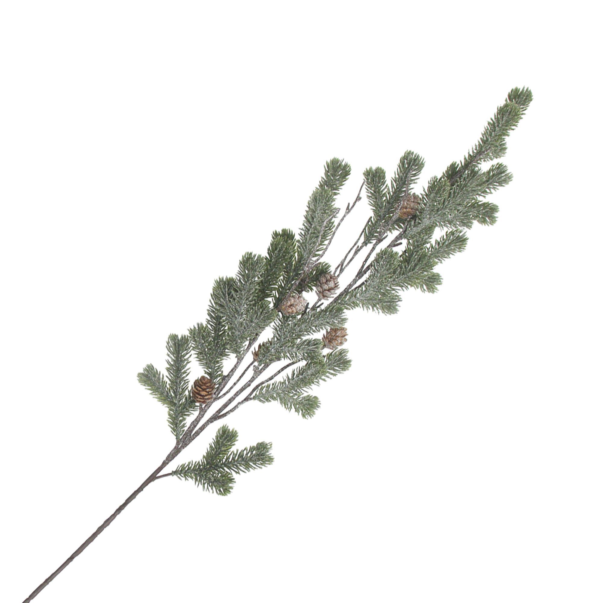 SPRAY FROSTED PINE REAL LOOK W/PINE CONES 35" GREEN