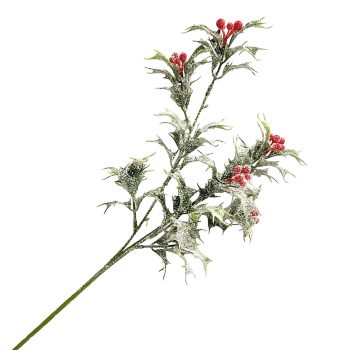 SPRAY FROST HOLLY LEAF/BERRY RED/GREEN 22.5"