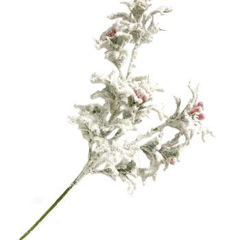 SPRAY FLOCKED HOLLY LEAF/BERRY RED/GREEN 22.5"