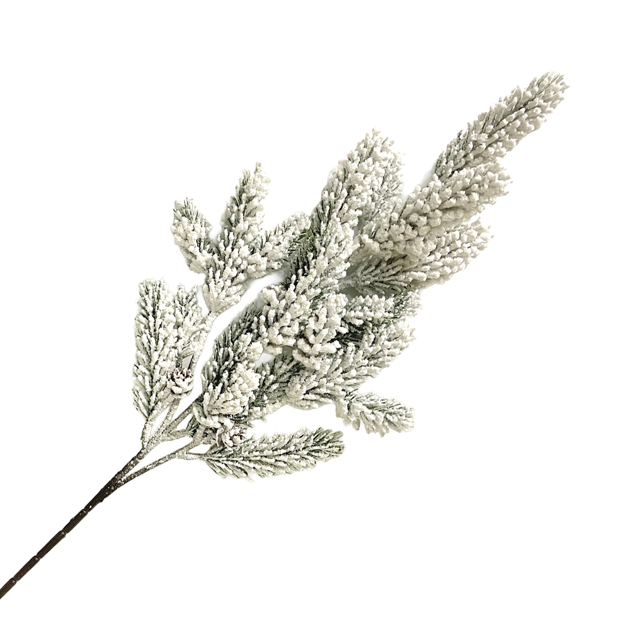 SPRAY FLOCKED MINI NEED PINE GREEN/WHITE 25.5"