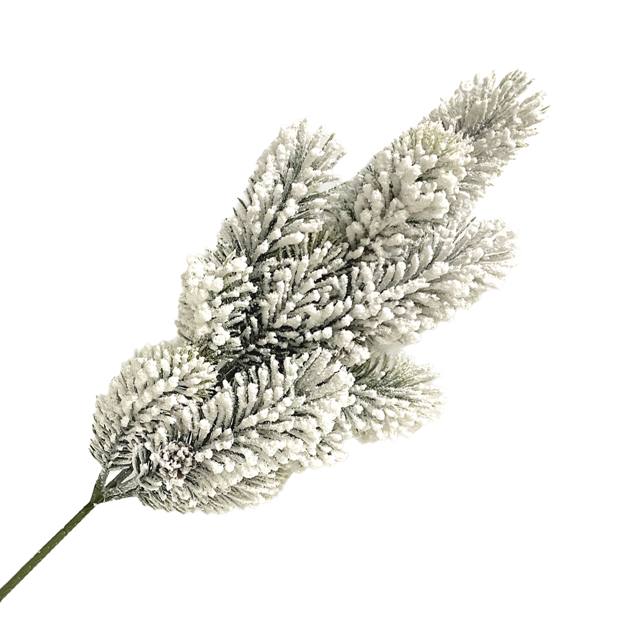 SPRAY FLOCKED NEEDLE PINE GREEN/WHITE 19"