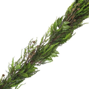 GARLAND REA-TOUCH CYPRESS 60" GREEN TWO-TONE W/SALAL LEAVES & PINE CONES