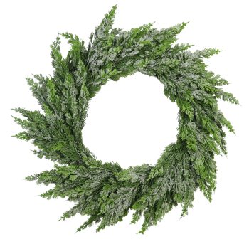 WREATH CEDAR 28" W/SNOW FROSTING REAL TOUCH