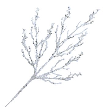 SPRAY CORAL 32" WHITE W/ICE GLITTER