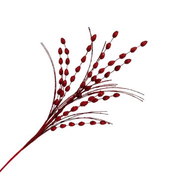 SPRAY BERRY/GRASS 28" RED W/GLITTER