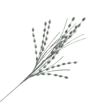 SPRAY BERRY/GRASS 28" SILVER W/GLITTER