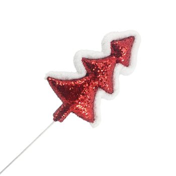 SPRAY CHRISTMAS TREE 22" RED GLITTER W/WHITE TRIM