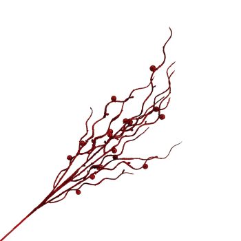 SPRAY CURLY BRANCH W/BERRIES 32" RED GLITTER
