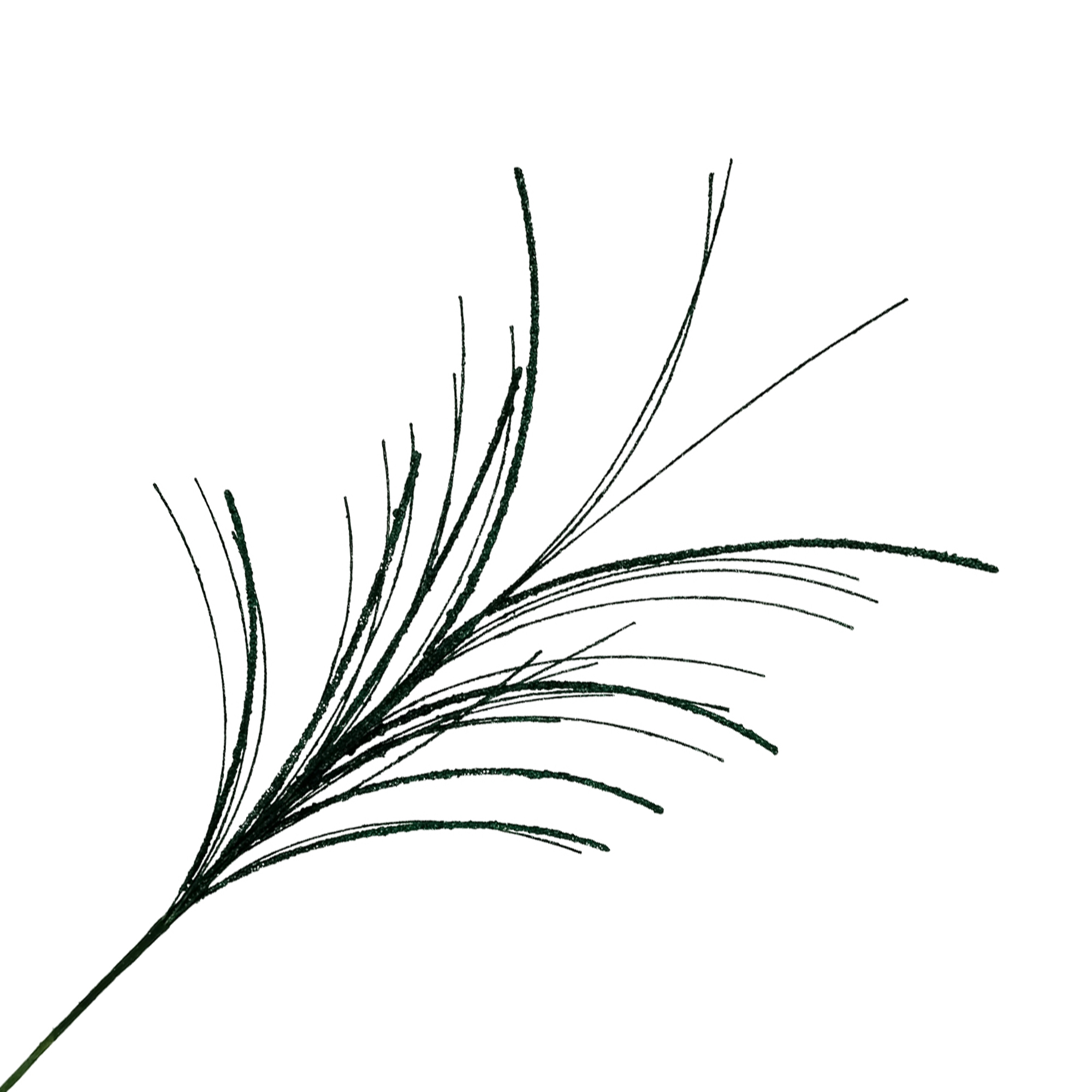 SPRAY FEATHER GRASS 26" DARK GREEN GLITTER