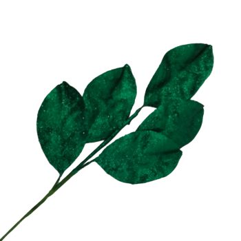 SPRAY MAGNOLIA LEAF 24" DARK GREEN W/GLITTER