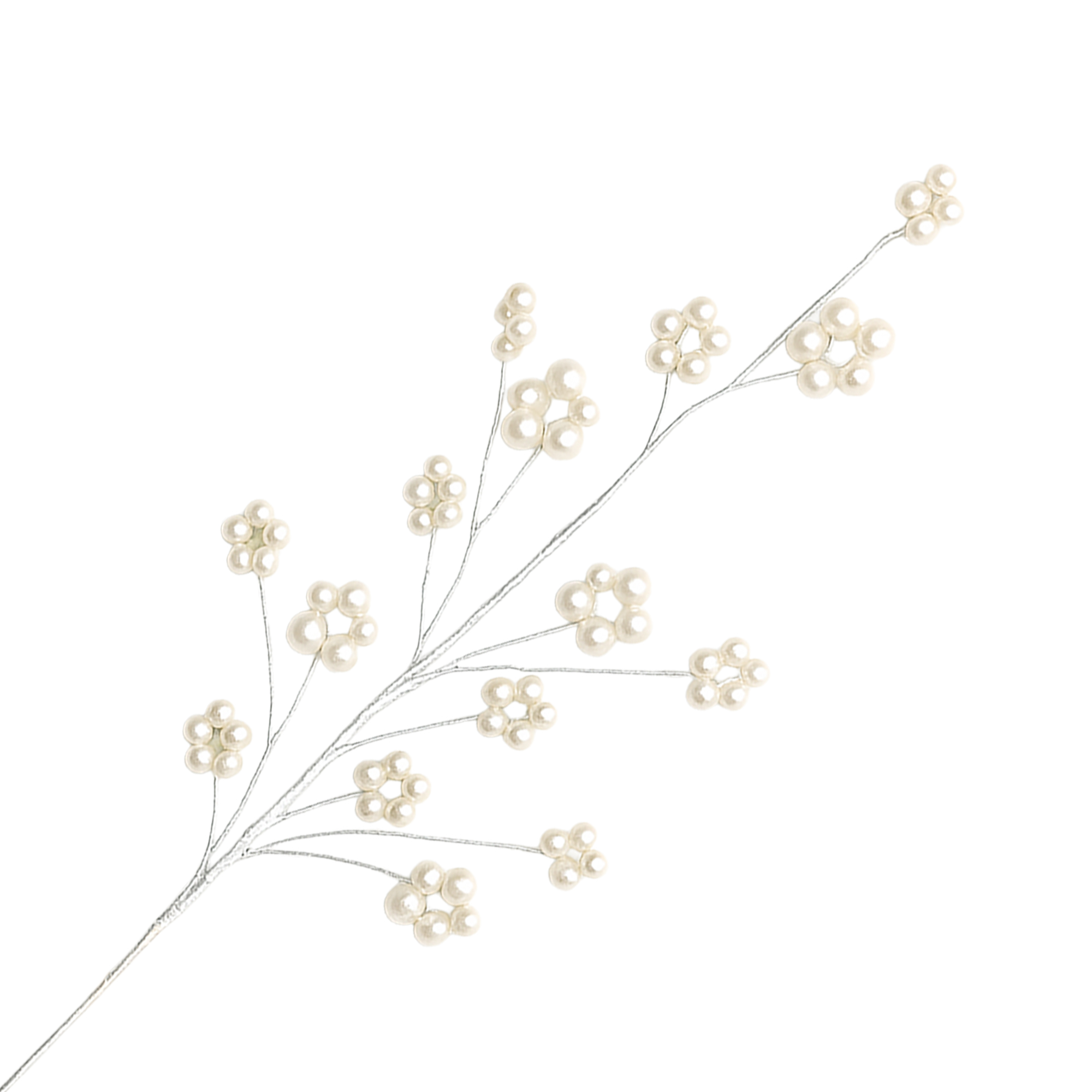 SPRAY PEARL FLOWER BEAD 19" WHITE