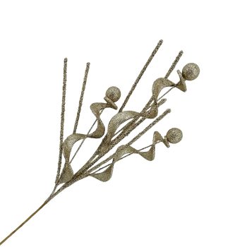 SPRAY SPIRAL W/BALL 31" CHAMPAGNE GLITTER