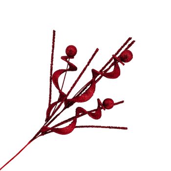 SPRAY SPIRAL W/BALLS 31" BURGUNDY GLITTER