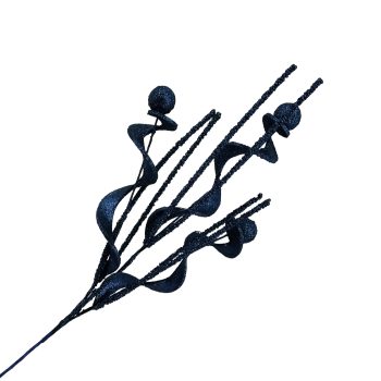 SPRAY SPIRAL W/BALLS 31" NAVY BLUE GLITTER