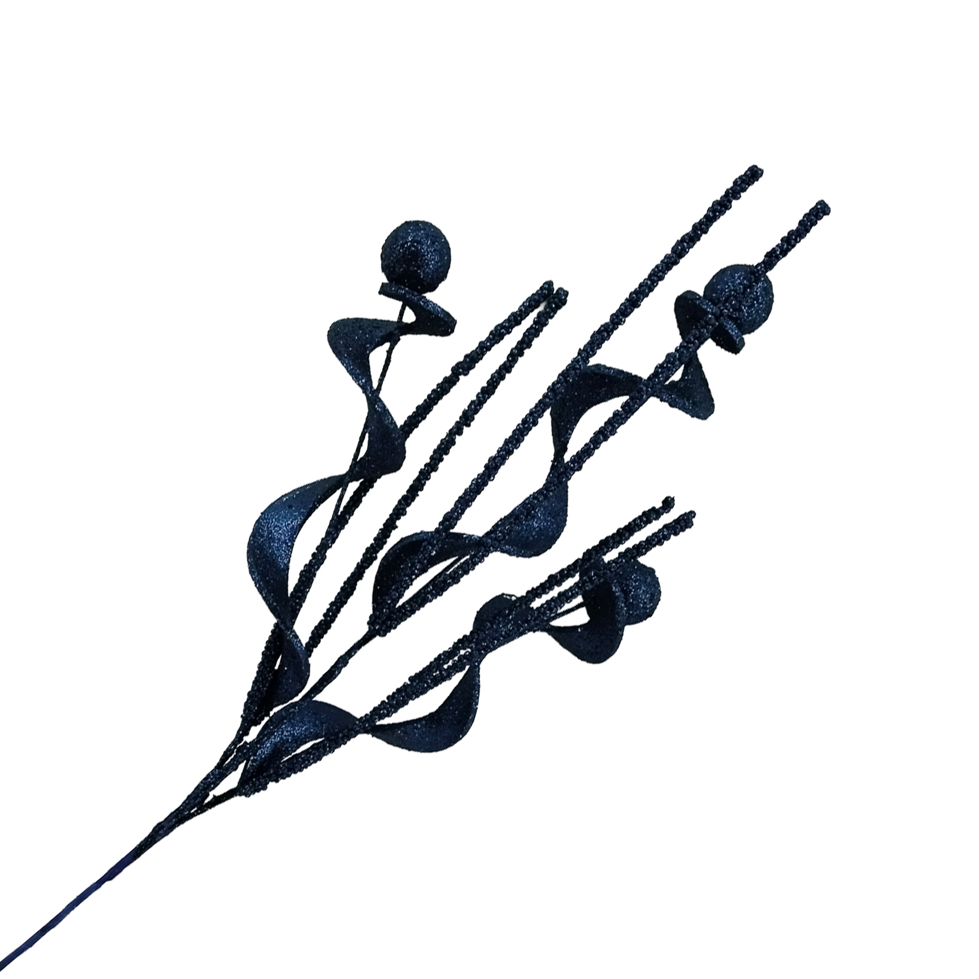 SPRAY SPIRAL W/BALLS 31" NAVY BLUE GLITTER