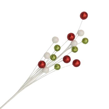 BALLSPRAY 27" RED/GREEN/WHITE W/GLITTER