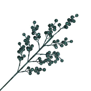 SPRAY BERRY 28" EMERALD W/SEQUIN GLITTER