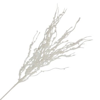 SPRAY BERRY BRANCH 34" WHITE W/GLITTER