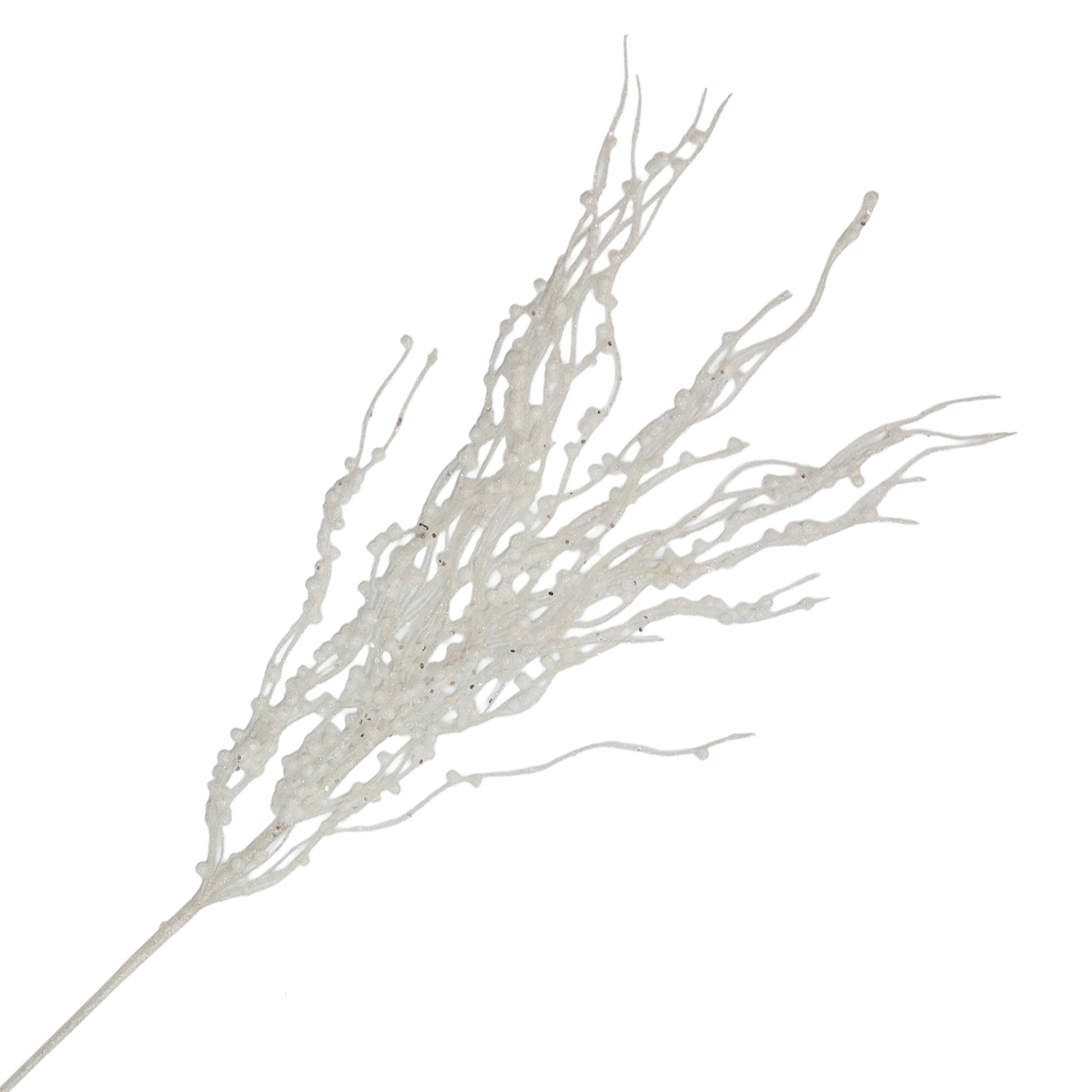 SPRAY BERRY BRANCH 34" WHITE W/GLITTER