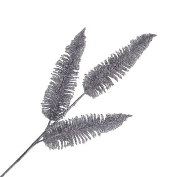 SPRAY FEATHER31" GREY W/GLITTER