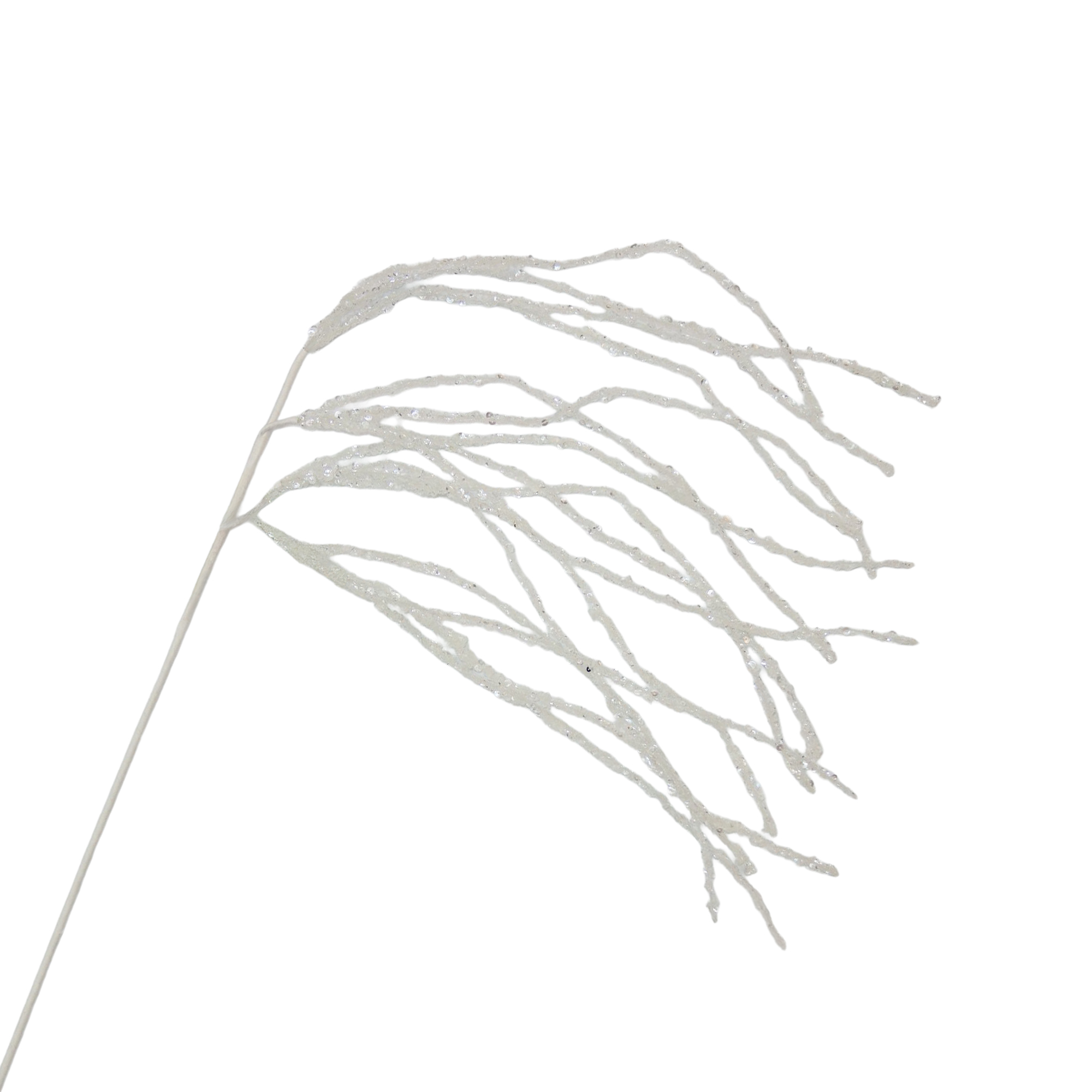 SPRAY HANGING BRANCHES 34" WHITE SEQUINS
