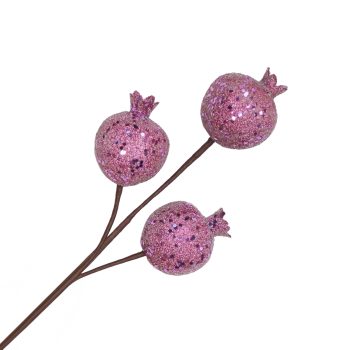 SPRAY POMEGRANATE FROSTED 16" ANTIQUE PINK W/GLITTER