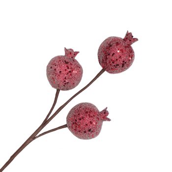 SPRAY POMEGRANATE FROSTED 16" BLACK CHERRY W/GLITTER