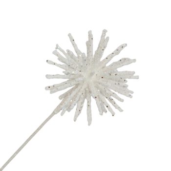 SPRAY STARBURST 19"X6" WHITE BEAD AND GLITTER