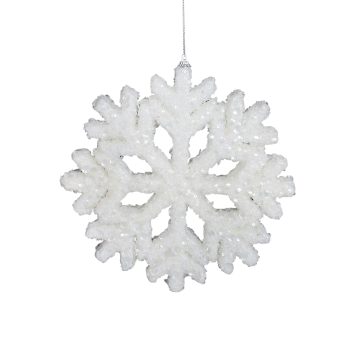 ORN SNOWFLAKE GLITTER 260MM/10" WHITE