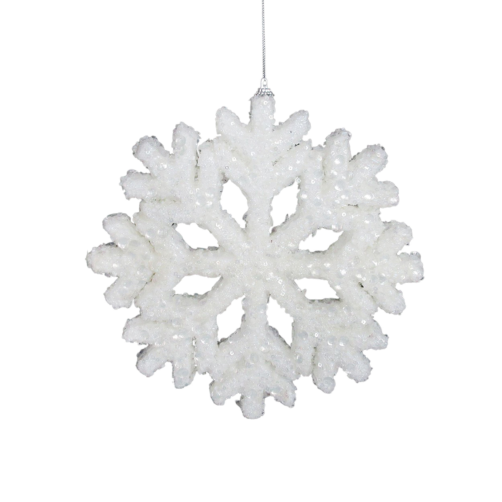 ORN SNOWFLAKE GLITTER 260MM/10" WHITE