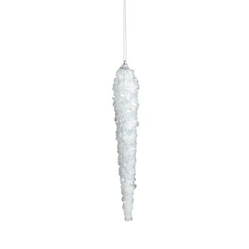 ORN ICICLE GLITTER 280MM/11" WHITE