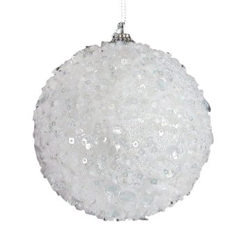 BALL GLITTER 100MM/4" WHITE