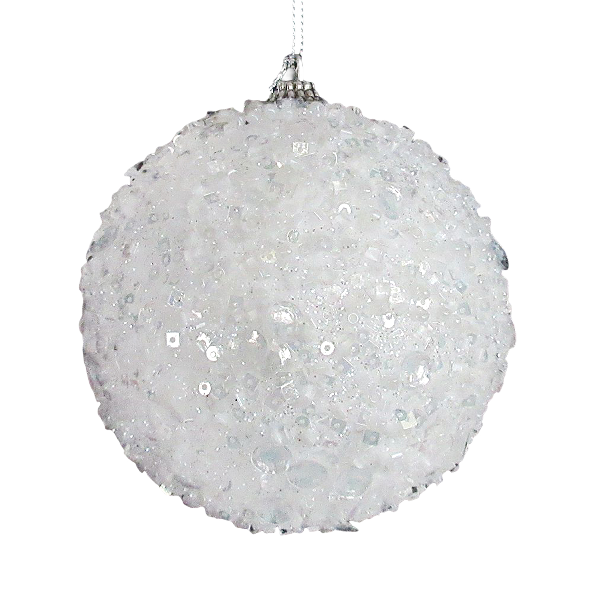 BALL GLITTER 100MM/4" WHITE