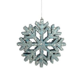ORN SNOWFLAKE METALLIC/GLITTER 260MM/10" BLUE/WHITE