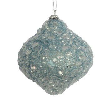 ONION BALL METALLIC/GLITTER 110MM/4.5" BLUE/WHITE